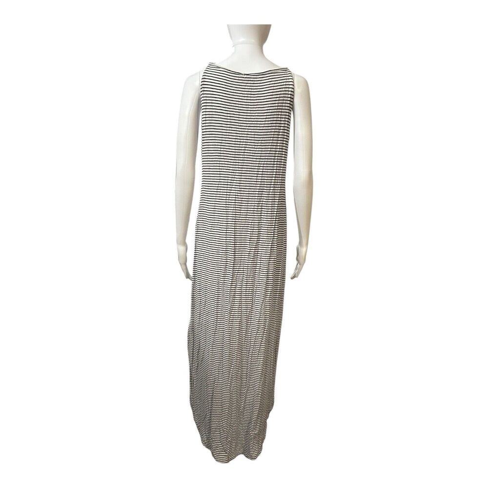 Cable & Gauge White Black Striped Maxi Dress Relaxed Tank Long Sz S - Picture 3 of 10